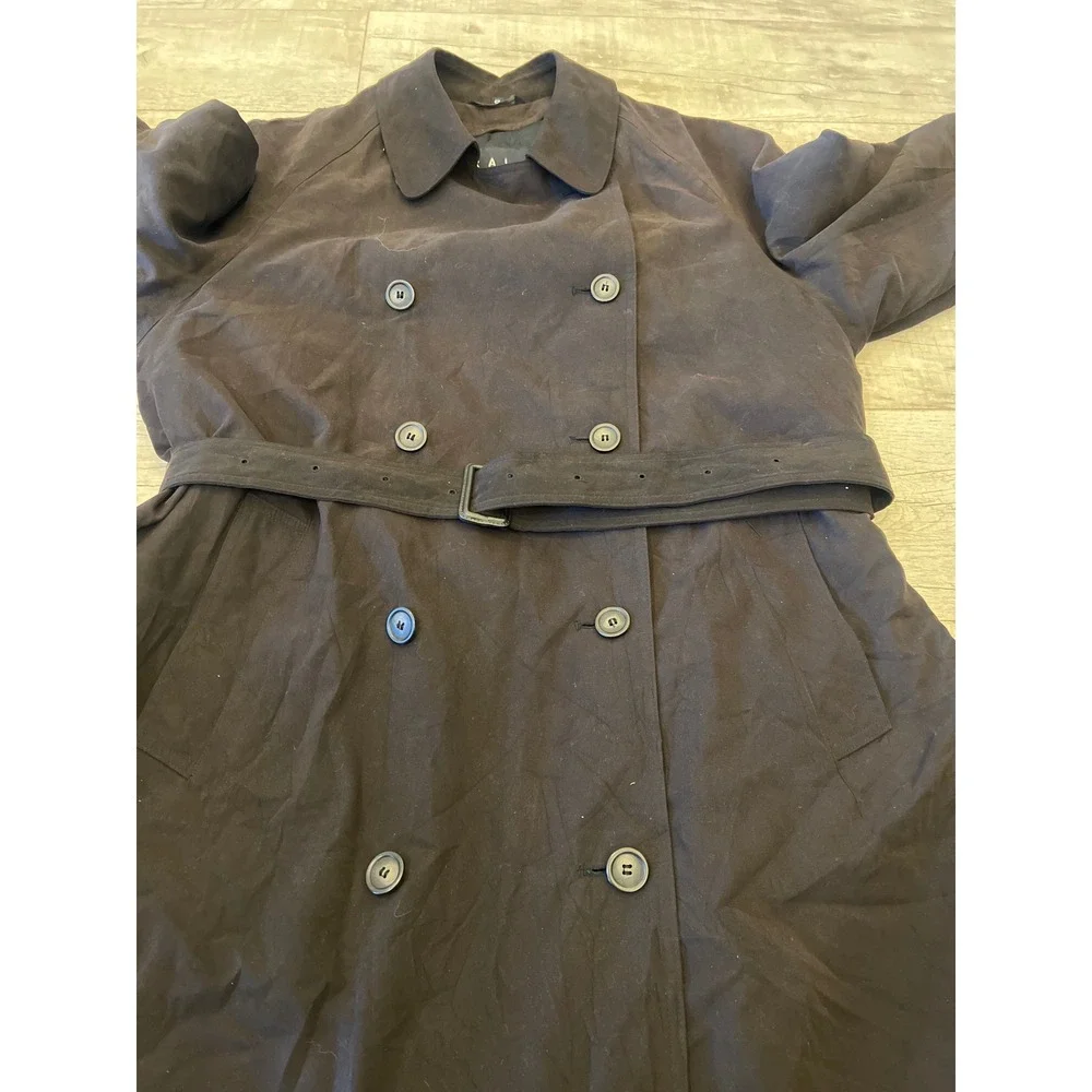 Ralph Ralph Lauren Mens Black Double Breasted Belted Trench Coat 42L Long Jacket